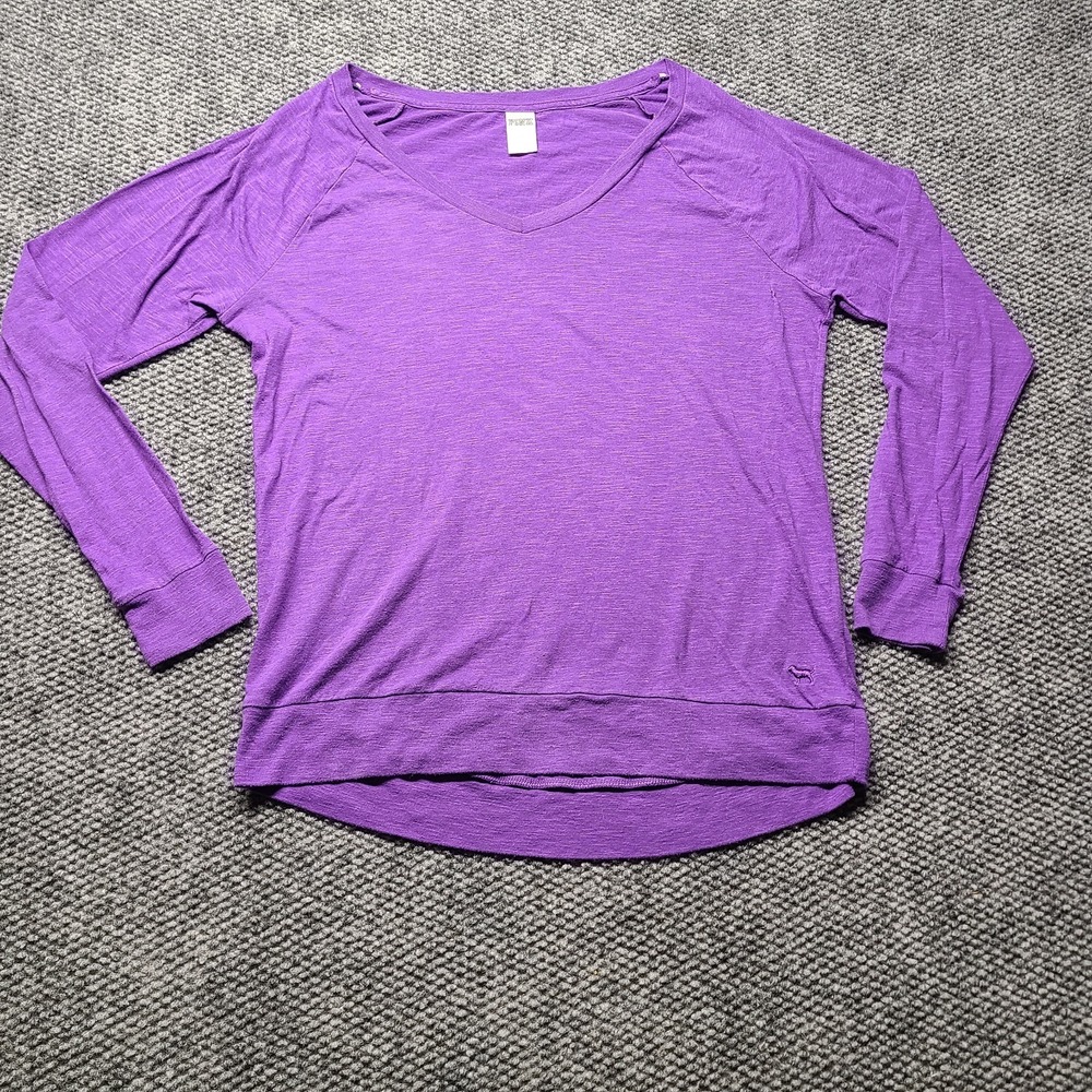 Y2k Victoria's Secret PINK Sleepwear Shirt Womens S Purple Raglan Sleeve Stretch